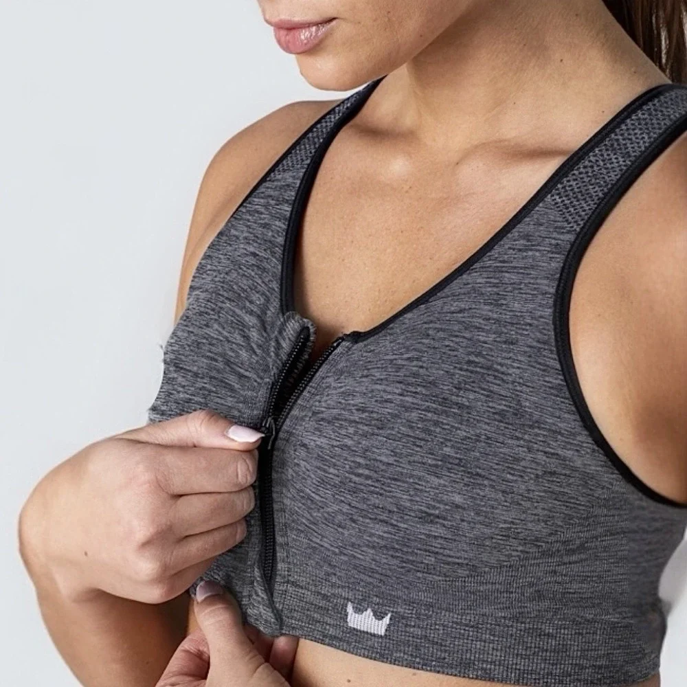 Shefit‎ Lounge Sports Bra Luxe Zip Front High Impact Padded